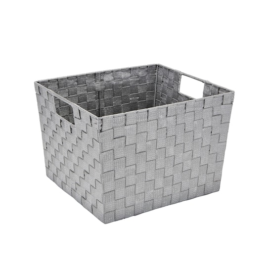 Simplify Lurex Striped Woven Storage Shelf Bin